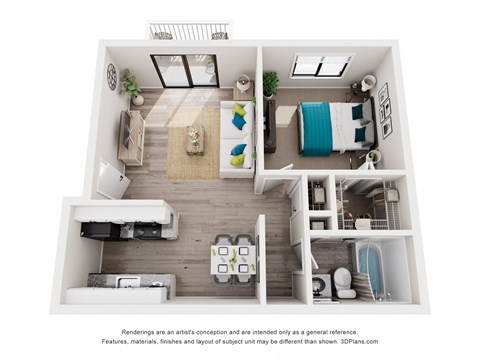 a 1 bedroom floorplan is shown in this illustration